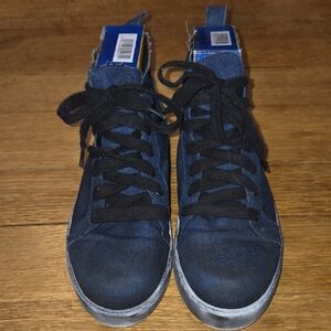 Black Label Blue and Black High-Top Sneakers